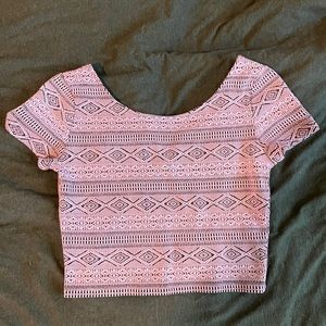 Purple black geometric pattern crop tee medium